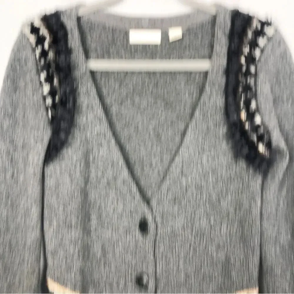 ANTHROPOLOGIE | SLEEPING ON SNOW Corby Lodge Button Cardigan Gray Women’s XS